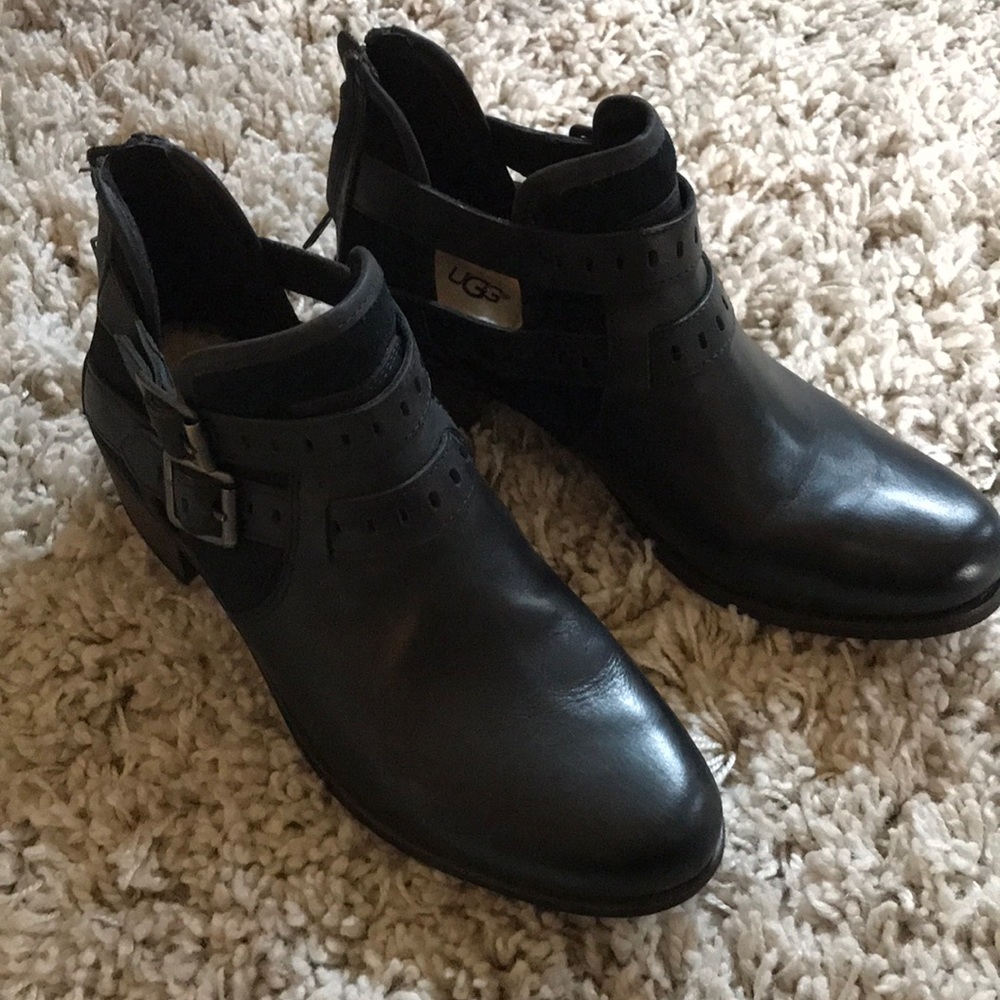 Black leather UGG boots/booties